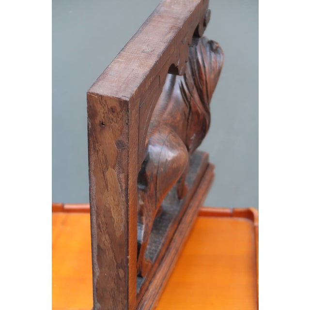 Pair of Large Antique Carved Oak Lions Bookends – 19th Century Renaissance Revival Corbels – Gothic Bookends – Architectural Wood Decor For Sale - Image 12 of 15