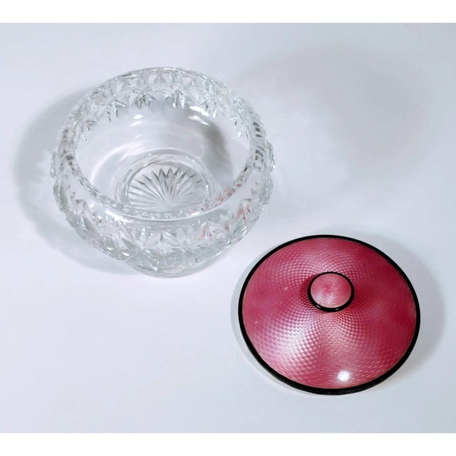 English Art Deco Sterling Enamel Guilloche Jar For Sale In Fayetteville, AR - Image 6 of 9