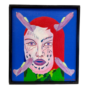 Vintage 90s Chicago Imagist Red-Haired Portrait by Errol Ortiz