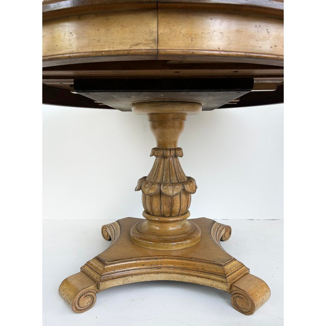 Carved Pedestal Dining Table, Extends Round to Oval With Two Leaves For Sale - Image 9 of 12