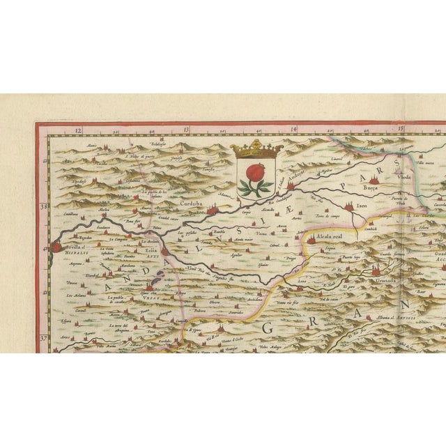 Paper Map of Granada and Murcia in Spain from Blaeu, 1642 For Sale - Image 7 of 13