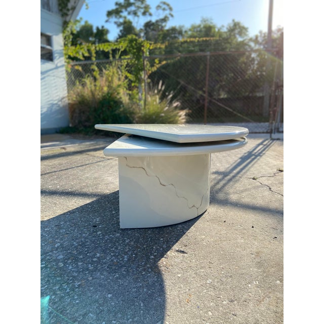 Late 20th Century Karl Springer Style Modern Swivel Top Half Moon/Full Moon Coffee Table For Sale - Image 5 of 13