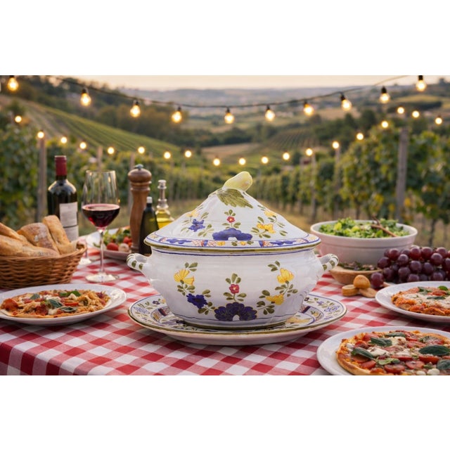 Vintage Cantagalli Blue Carnation Tureen with Tray For Sale - Image 9 of 9