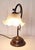 Vintage Table Lamp with Patinated Brass Frame on Maple Base and Adjustable Decorated Glass Shade, 1970s For Sale - Image 6 of 6