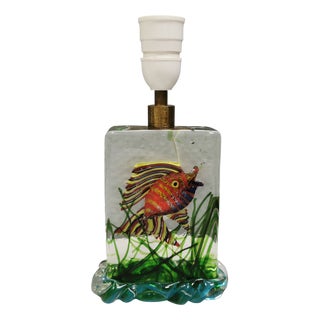 Murano Glass Aquarium Table Lamp by Alfredo Barbini for Cenedese Vetri, Italy, 1950s For Sale