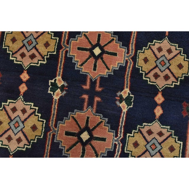 Blue Heriz Rug 5’11” X 8’11” Blue Wool Vintage Tribal Hand-Knotted Oriental Carpet For Sale - Image 8 of 14
