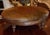 Spanish 18th C Style Brindle Cowhide Oval Walnut Ottoman For Sale - Image 3 of 3
