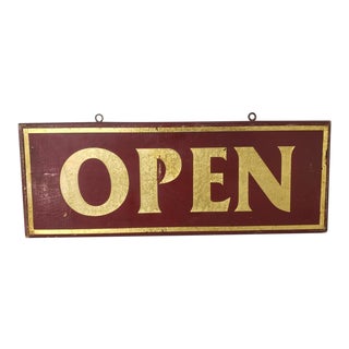 Antique Early 20th Century Double Sided Open Sign For Sale