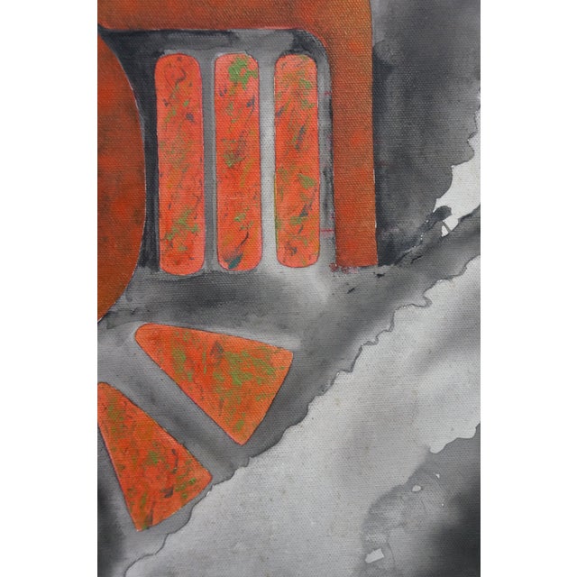 Original Vintage Abstract Modern Thunderbird Oil Painting Tribal Folk Art 24" For Sale - Image 6 of 9