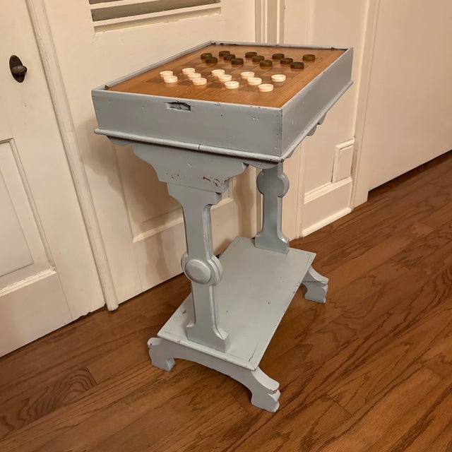 Wood Mid 19th Century Gustavian Painted Pine Inlaid Checkerboard Game Table For Sale - Image 7 of 7