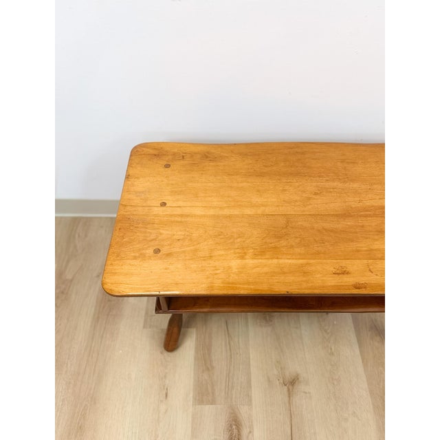 Antique Handmade Rustic Primitive Maple Coffee Table Farmhouse Dowel Joinery For Sale - Image 9 of 13