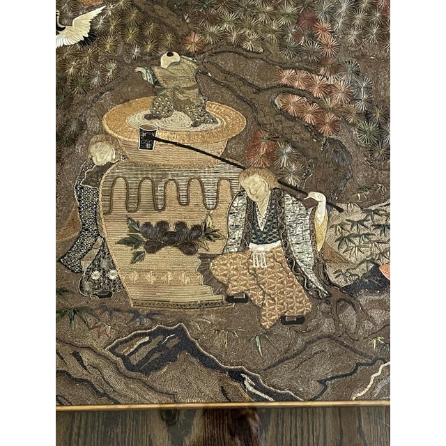 Japanese Silk Embroidery Tapestry Meiji Period For Sale - Image 17 of 18