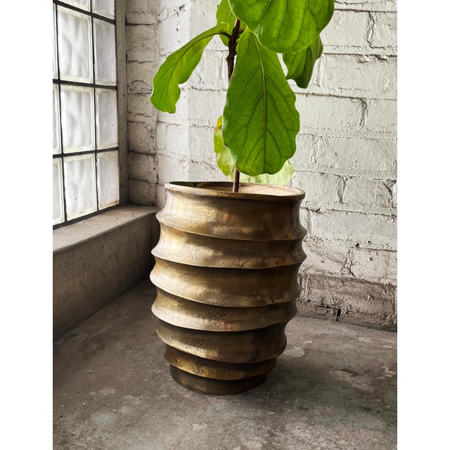 Contemporary Bronze Toned Metal Organic Planter For Sale - Image 4 of 9