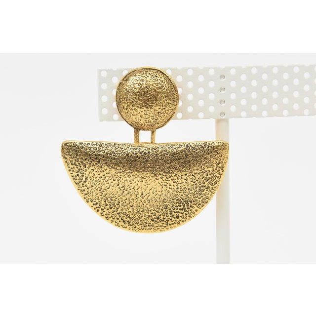 Metal Vintage 1960's Gold Plated Pagoda Form Dangle Clip on Earrings, Pair Of For Sale - Image 7 of 9