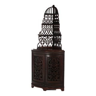 Antique Victorian Rosewood Etagere with Reticulated & Graduated Carved Shelving For Sale