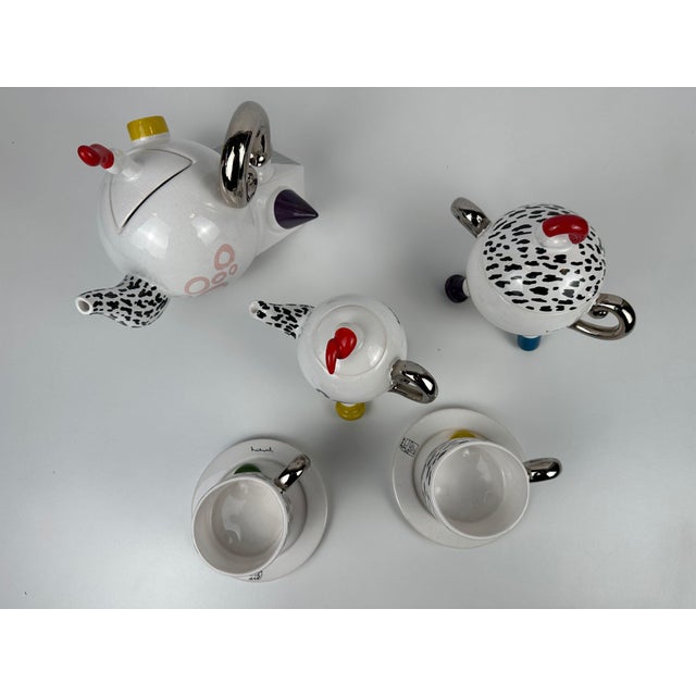 Very striking coffee or tea set by the slovak artist juraj mihalik for studio 4 art in the 1980s. Fits perfectly with the...