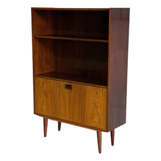 Rosewood Bookcase With Drop Down Storage Door Denmark 1960s For Sale