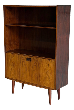 Rosewood Bookcase With Drop Down Storage Door Denmark 1960s