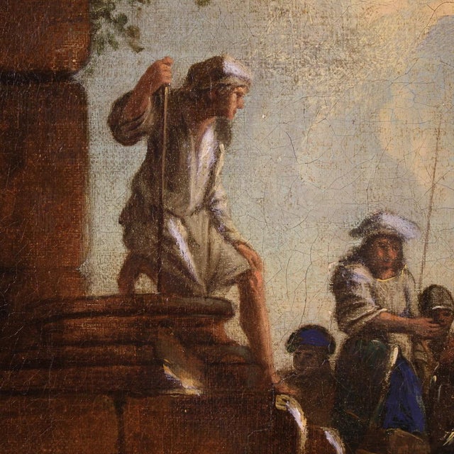 Capriccio with Classical Ruins and Figures, 1730, Oil on Canvas For Sale - Image 9 of 15