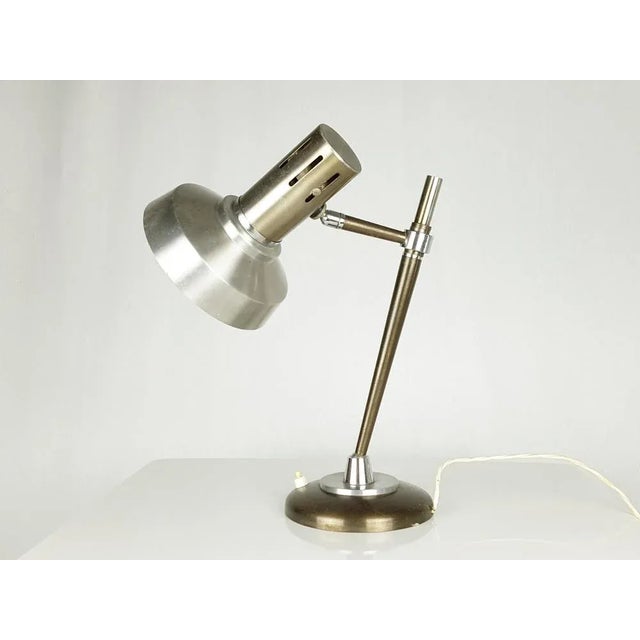 1960s Italian Silver & Brown Anodized Aluminum Table Lamp, 1960s For Sale - Image 5 of 10