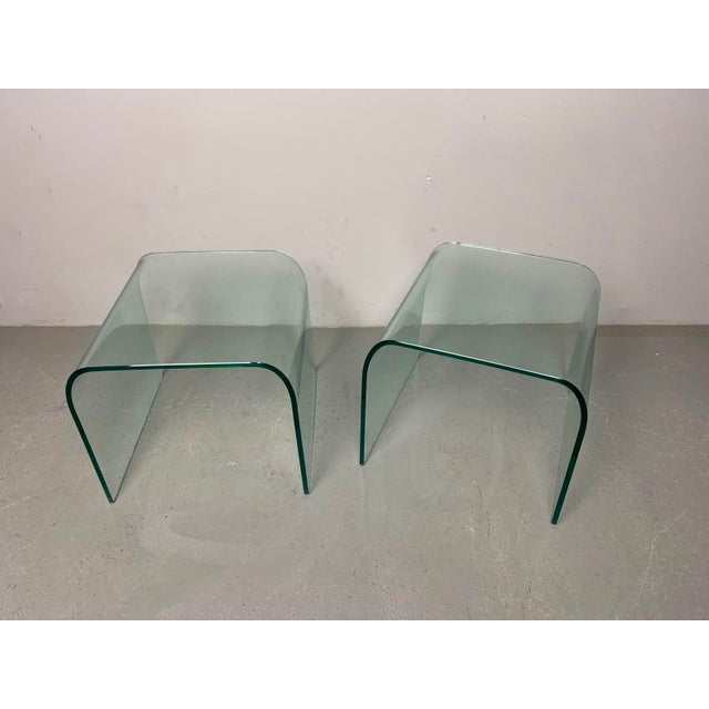 Glass Waterfall Side Tables in Bent Glass by Angelo Cortesi for Fiam Italia, Italy, 1980s, Set of 2 For Sale - Image 7 of 16