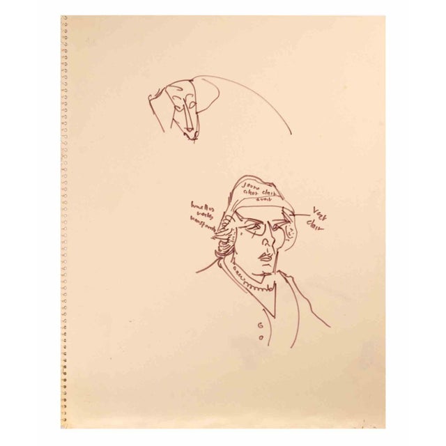 Portrait is a Colour Maker Drawing realized by Reynold Arnould (Le Havre 1919 - Parigi 1980). Good condition on a sheet of...