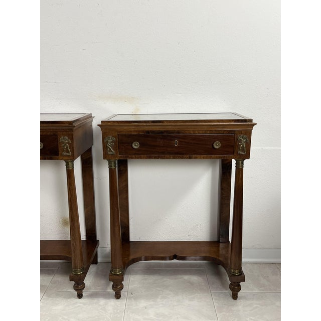 Mid-Century Italian Bedside Tables with Marble Tops, 1940s, Set of 2 For Sale - Image 6 of 18