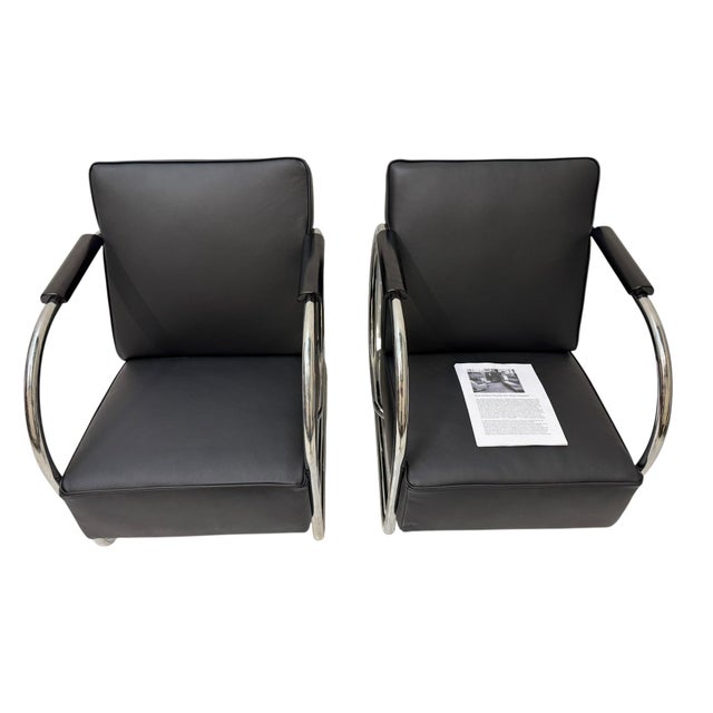 Magnificent and ultra rare pair of art deco modernist bauhaus lounge chairs. Design by frits kuyken for kuyken dilbeek....