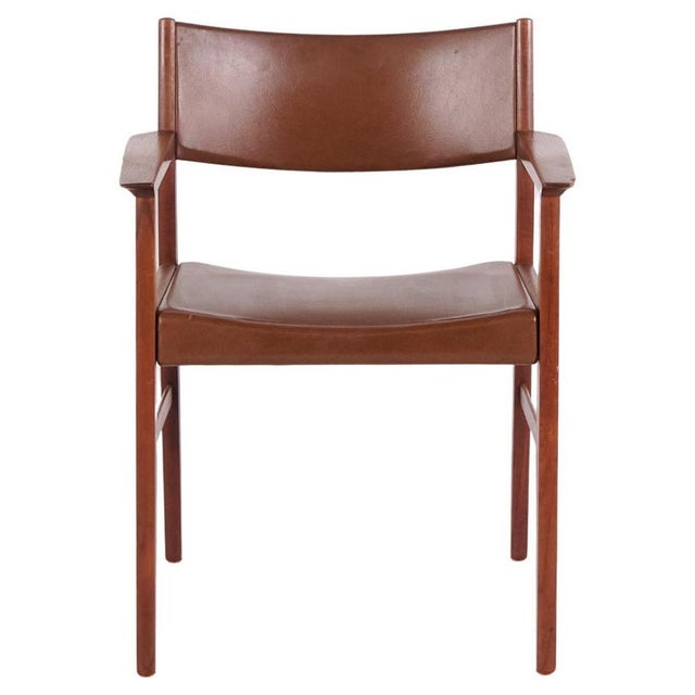 Vintage Danish Armchair in Teak and Brown Leather, 1960s For Sale - Image 11 of 11