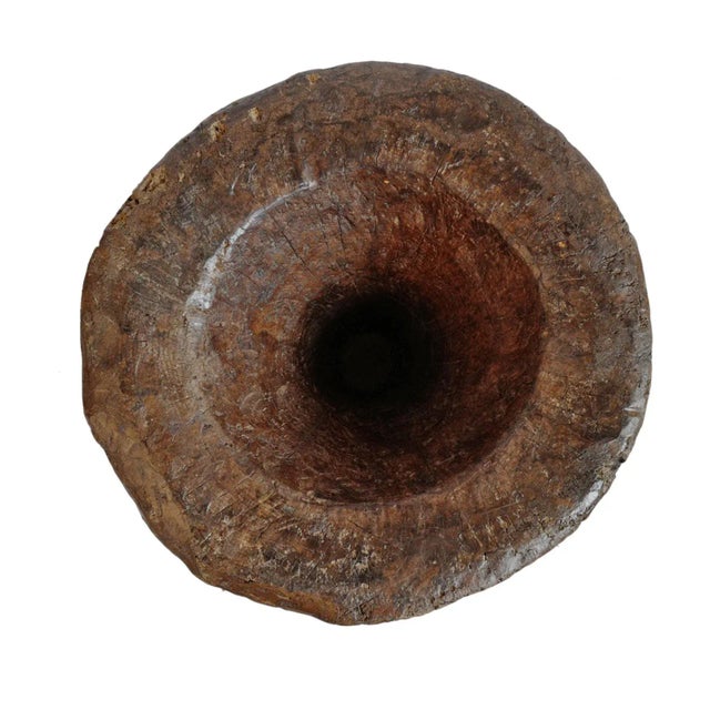 Modern Vintage Large Naga Wood Rustic Pestle Pot For Sale - Image 3 of 5