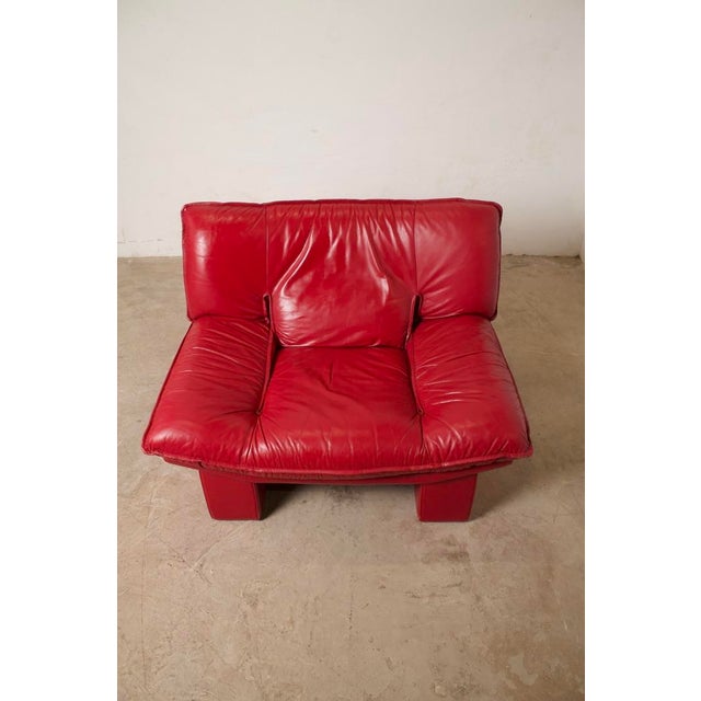 Vintage Leather Lounge Chair by Nicoletti Salotti, Italy, 1980 For Sale - Image 11 of 13