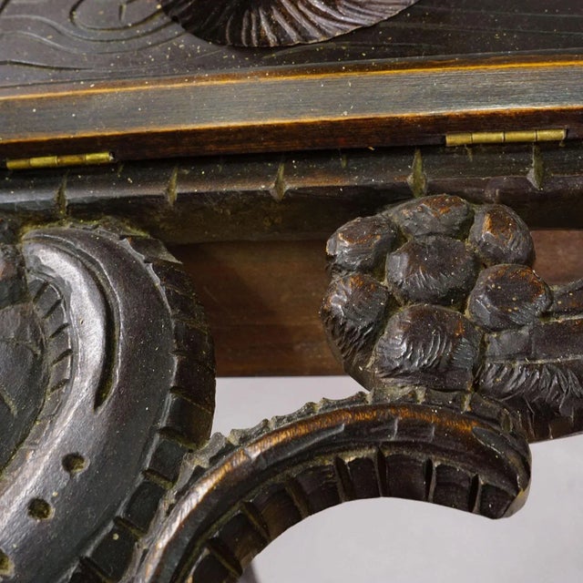 Antique Black Forest Carved Bear Smoking / Side Table, Ca. 1900 For Sale - Image 11 of 12