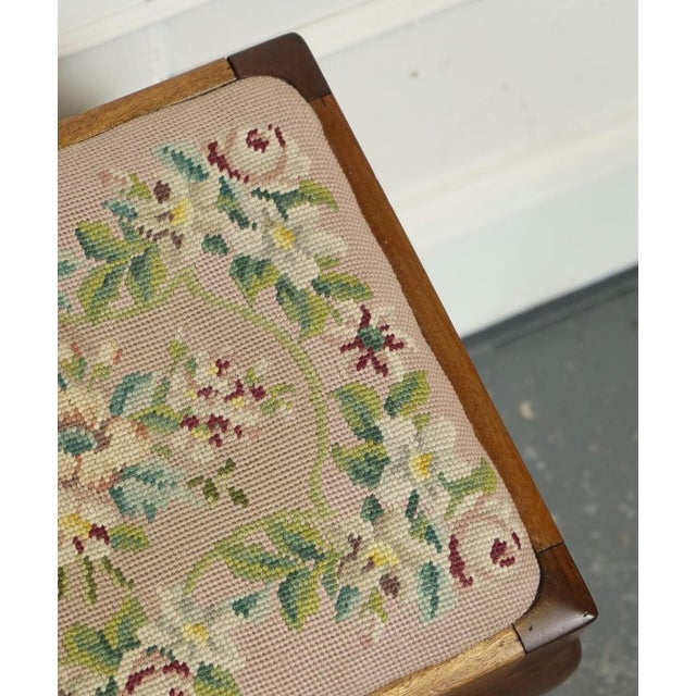 Piano Dressing Table Stool with Flower Stitchwork with Queen Anne Legs For Sale - Image 9 of 10
