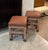 Brown Pair of Moroccan Carved and Inlaid Square Leather Upholstered Stools For Sale - Image 8 of 8