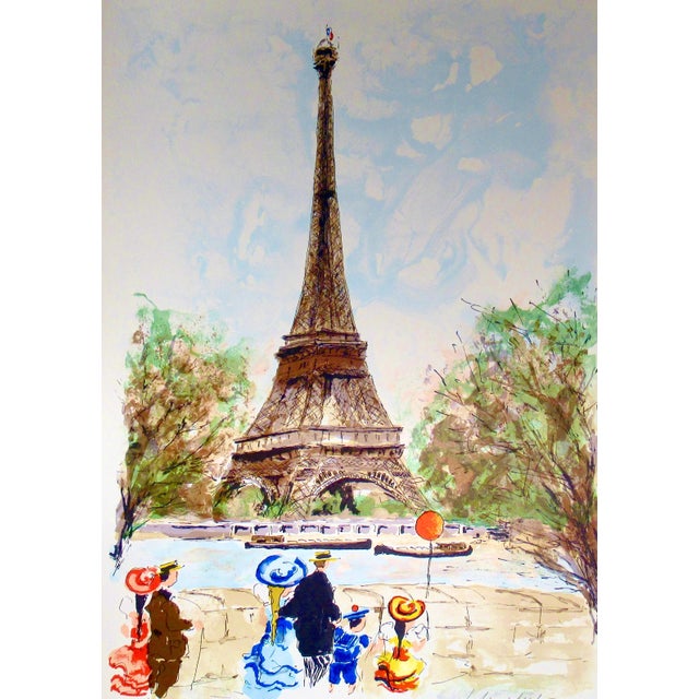 This artwork titled " Paris, La Tour Eiffel" c.1980, is an original colors lithograph on Arches paper by French artist...