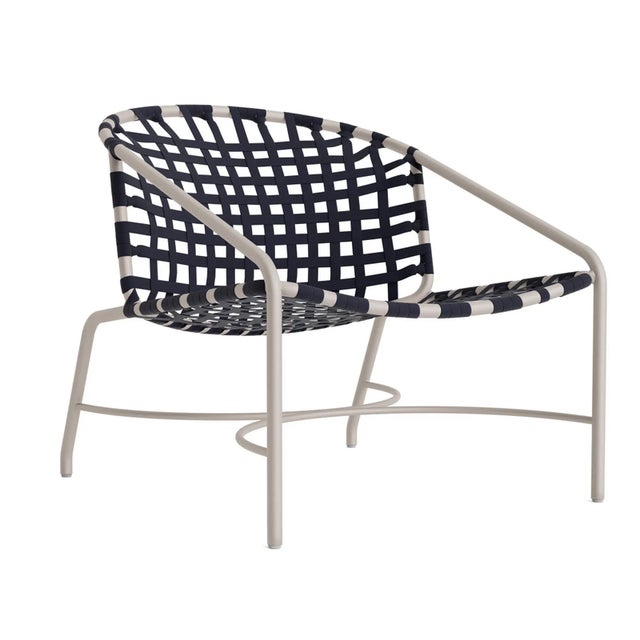 Brown Jordan Kantan Aluminum Suncloth Lounge Chair, Dove frame with Marine fabric For Sale - Image 12 of 12