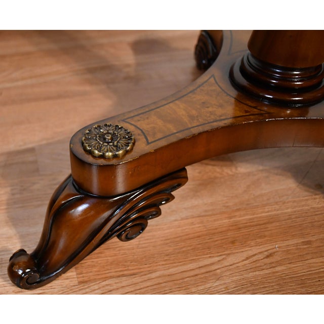 Pair of 1930s English Regency Style Burl Maple Accent Tables Side Tables For Sale - Image 4 of 16