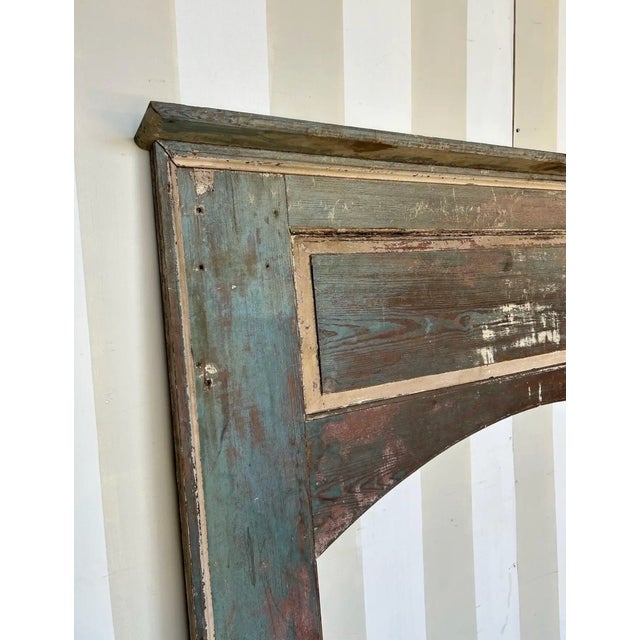 American 18th- 19th Century North Carolina Yellow Pine Mantle in Original Blue Paint For Sale - Image 3 of 5