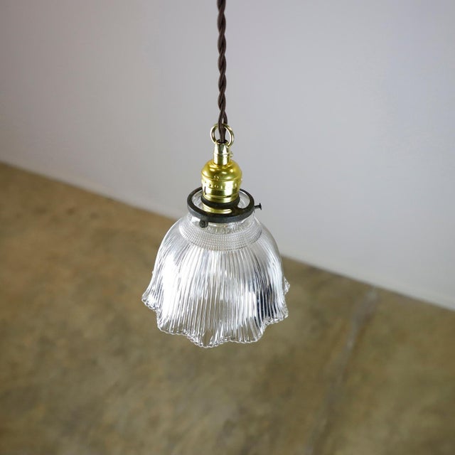 1940s Holophane Clear Glass Vintage Industrial Pendant Light 12 For Sale - Image 16 of 17