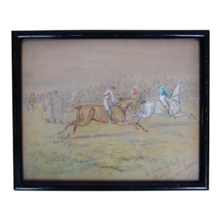 A Sketch at the Grand National" How Much Zoedone? 1883 Watercolour by George Finch Mason For Sale