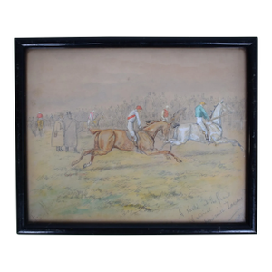 A Sketch at the Grand National" How Much Zoedone? 1883 Watercolour by George Finch Mason