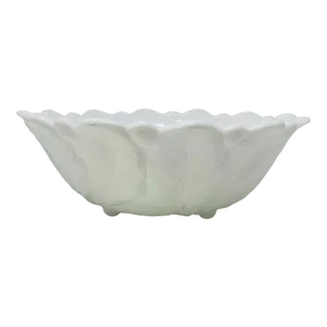 1960's Indiana Milk Glass Leaf Pattern Footed 9" Bowl