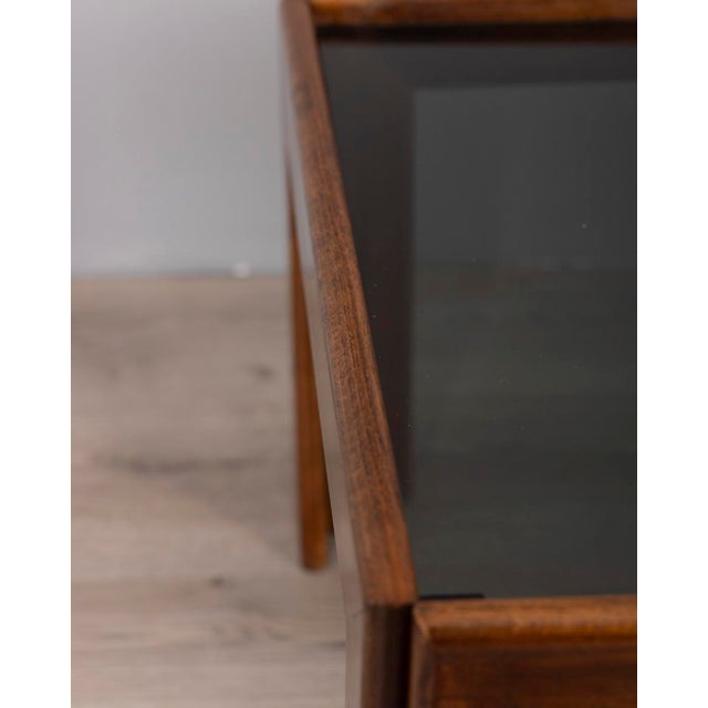 Vintage Wood and Smoked Glass Coffee Table, 1970s For Sale - Image 6 of 7