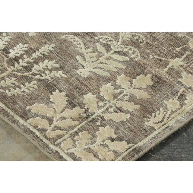2020s Contemporary Block Print Floral Natural Silk Rug by Rug & Kilim, India For Sale - Image 5 of 9