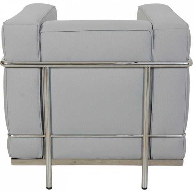 Vintage LC2 Chair in Grey-Blue Fabric by Le Corbusier, 2010s For Sale - Image 6 of 12