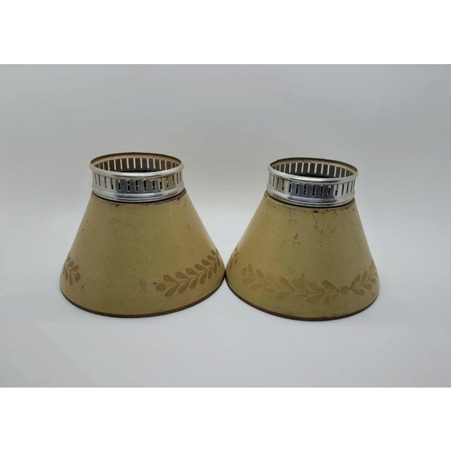 Sand Vintage Toleware Chandelier Lamp Shades - Set of 5 For Sale - Image 8 of 18