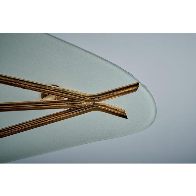 Sculptural Pendant Light with Sweeping Frosted Glass Shade, Italy, 1950s For Sale - Image 6 of 14