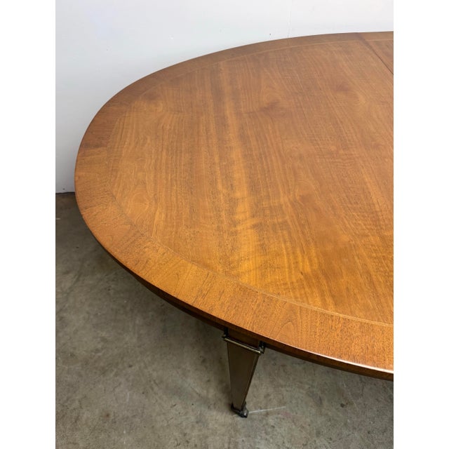 Mid Century Era Regency Federal Style Oval Walnut Dining Table by Baker Furniture For Sale In New York - Image 6 of 12