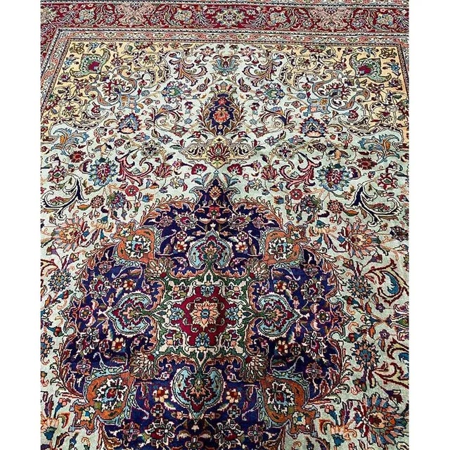 Green 1970s Old Persian Tabriz Area Rug 7’10” X 11’4″ For Sale - Image 8 of 13