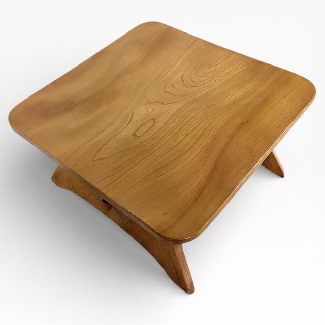 Mid-Century Rustic Elm Coffee Table with Sculptural Legs For Sale - Image 6 of 7